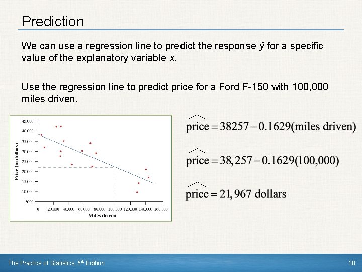 Prediction We can use a regression line to predict the response ŷ for a
