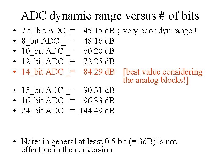 ADC dynamic range versus # of bits • • • 7. 5_bit ADC_= 8_bit