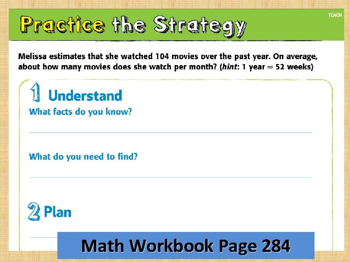 Math Workbook Page 284 
