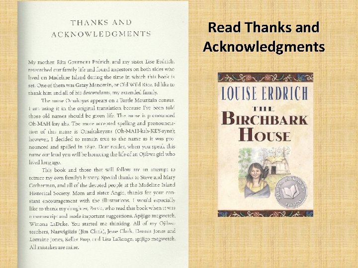 Read Thanks and Acknowledgments 