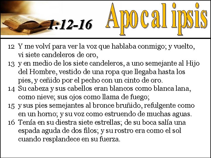 1: 12 -16 12 Y me volví para ver la voz que hablaba conmigo;