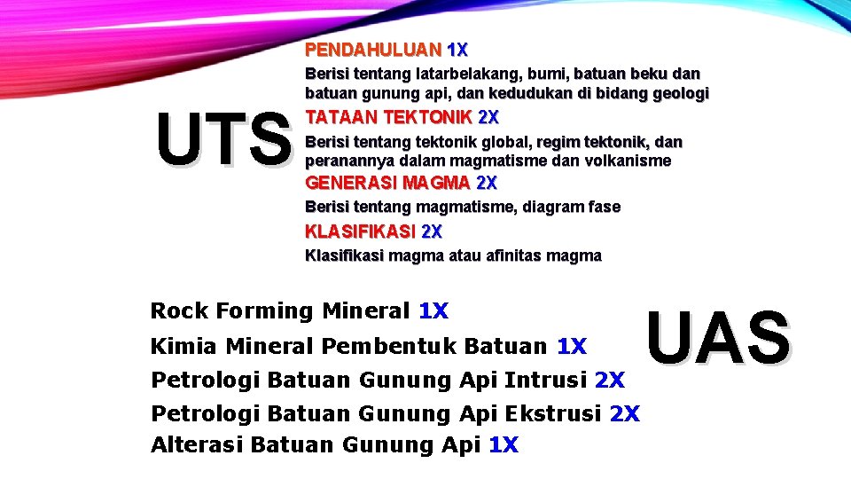 PENDAHULUAN 1 X UTS Berisi tentang latarbelakang, bumi, batuan beku dan batuan gunung api,