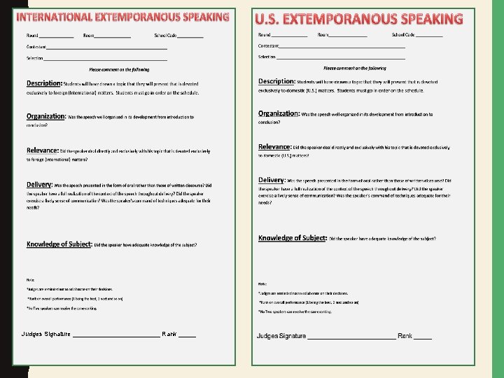 Judges Signature _____________ Rank _____ 