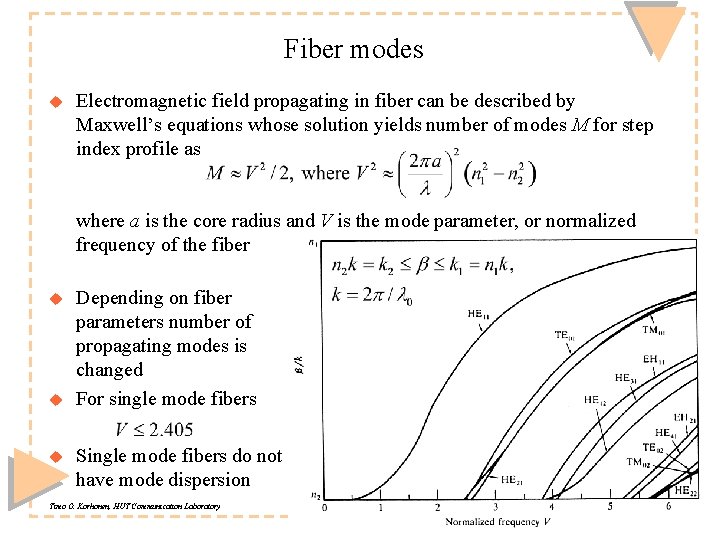 Fiber modes u Electromagnetic field propagating in fiber can be described by Maxwell’s equations