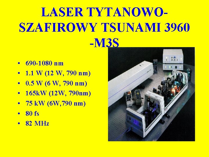 LASER TYTANOWOSZAFIROWY TSUNAMI 3960 -M 3 S • • 690 -1080 nm 1. 1