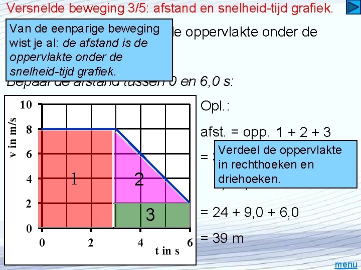 Versnelde beweging 3/5: afstand en snelheid-tijd grafiek. Vanafstand de eenparige beweging De bepaal je