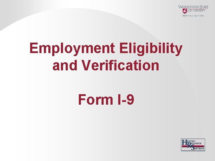 Employment Eligibility and Verification Form I-9 