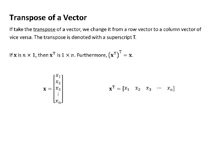 Transpose of a Vector 