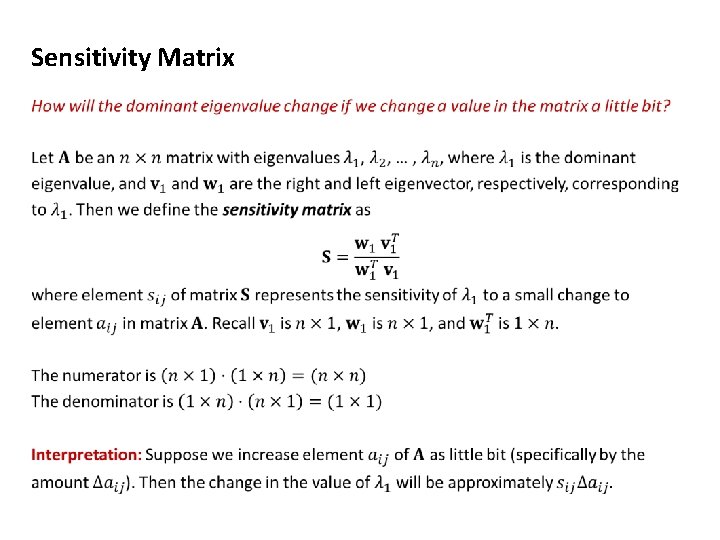 Sensitivity Matrix 