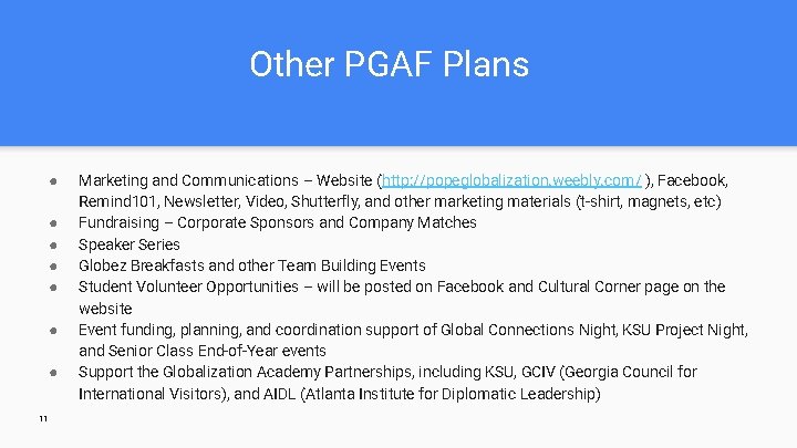Other PGAF Plans ● ● ● ● 11 Marketing and Communications – Website (http:
