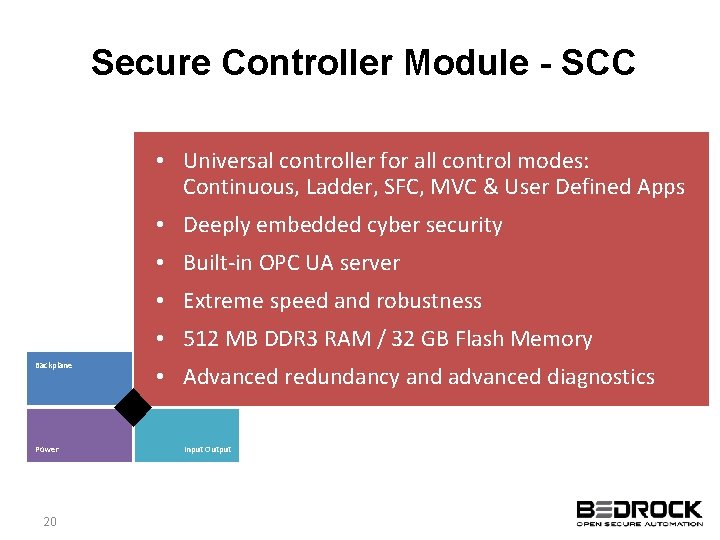 Secure Controller Module - SCC • Universal controller for all control modes: Continuous, Ladder,