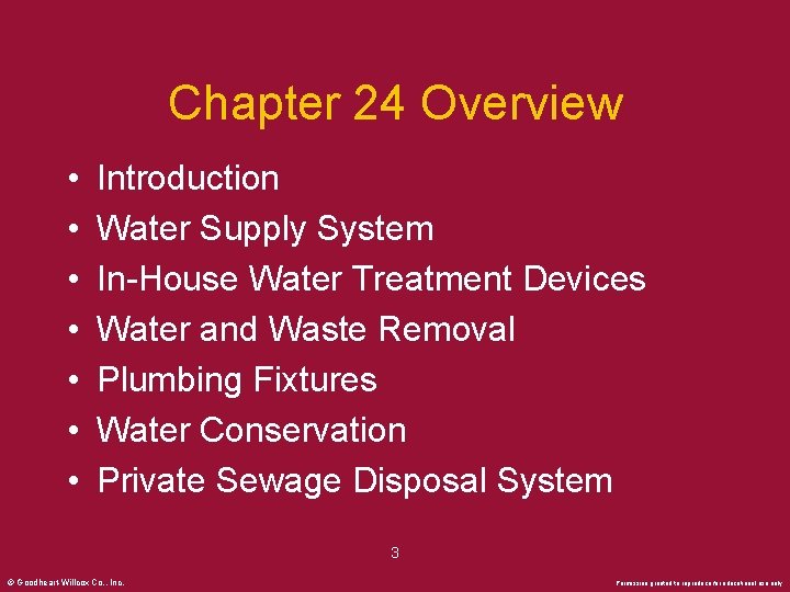 Chapter 24 Overview • • Introduction Water Supply System In-House Water Treatment Devices Water