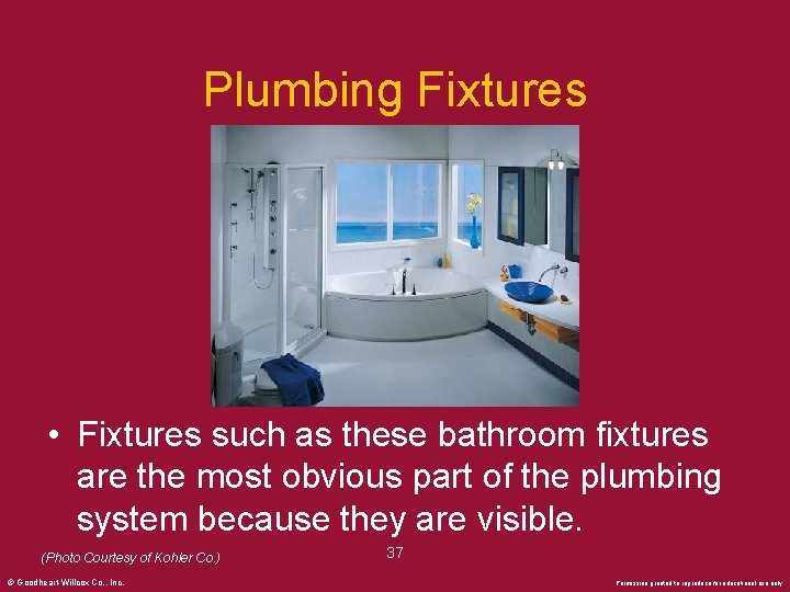 Plumbing Fixtures • Fixtures such as these bathroom fixtures are the most obvious part