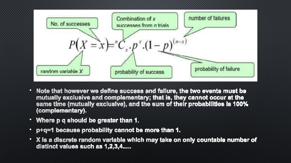  • NOTE THAT HOWEVER WE DEFINE SUCCESS AND FAILURE, THE TWO EVENTS MUST