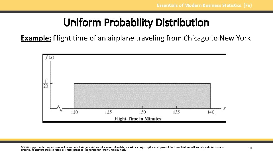 Essentials of Modern Business Statistics (7 e) Uniform Probability Distribution Example: Flight time of