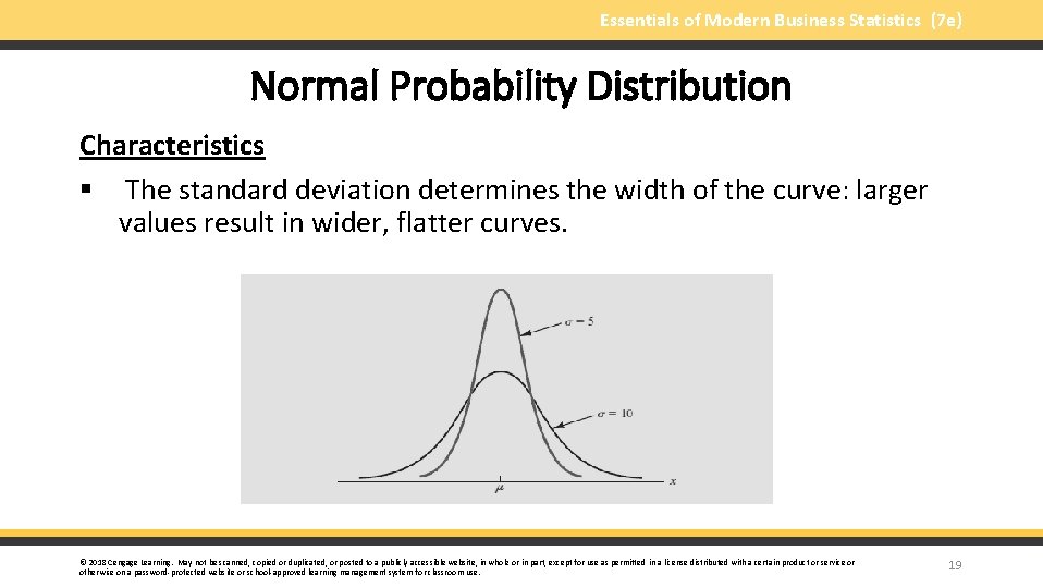 Essentials of Modern Business Statistics (7 e) Normal Probability Distribution Characteristics § The standard