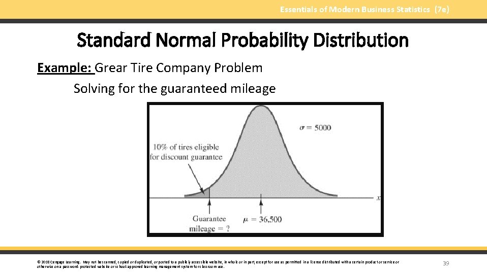 Essentials of Modern Business Statistics (7 e) Standard Normal Probability Distribution Example: Grear Tire