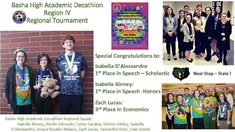 Basha High Academic Decathlon Region IV Regional Tournament Special Congratulations to: Isabella D’Alessandro 1