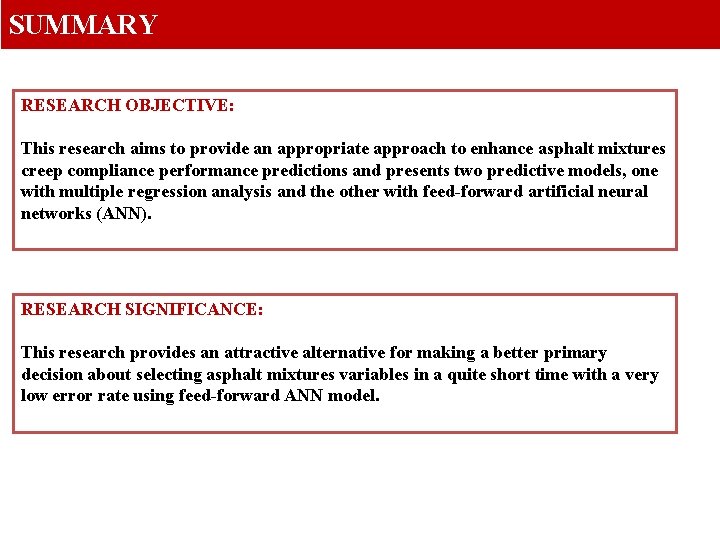 SUMMARY RESEARCH OBJECTIVE: This research aims to provide an appropriate approach to enhance asphalt