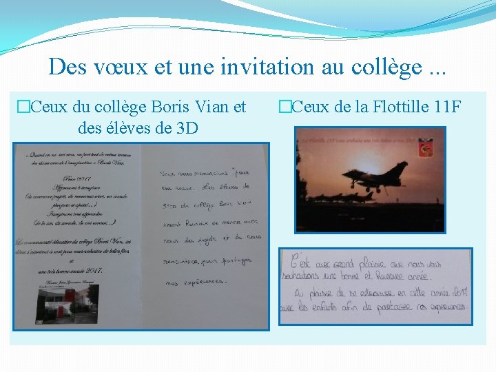Des vœux et une invitation au collège. . . �Ceux du collège Boris Vian