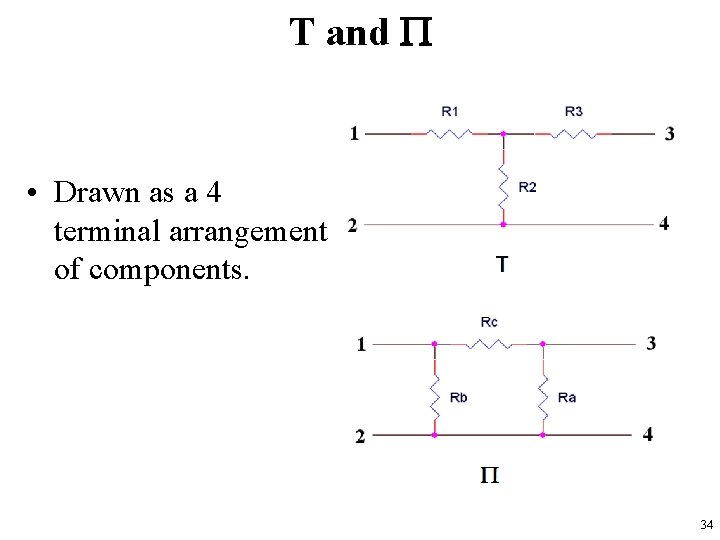 T and P • Drawn as a 4 terminal arrangement of components. 34 