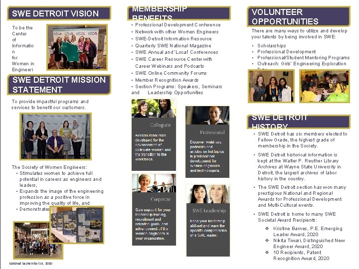 SWE DETROIT VISION To be the Center of Informatio n for Women in Engineeri