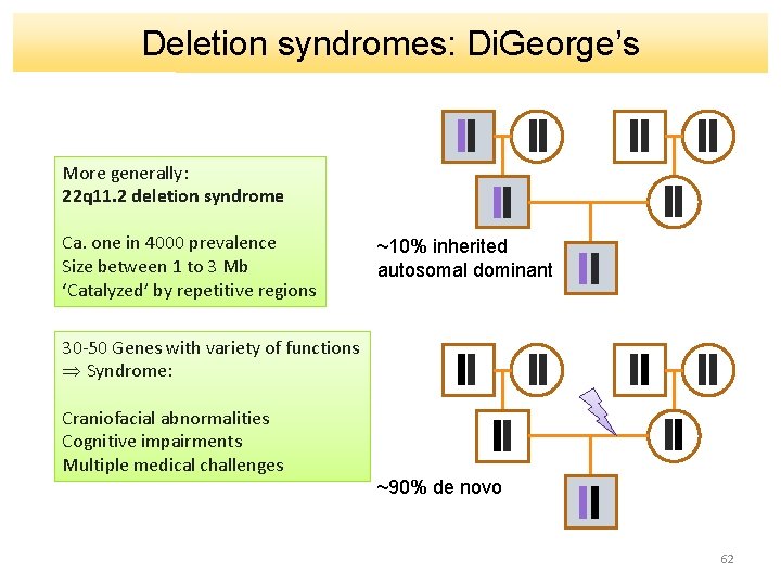 Deletion syndromes: Di. George’s More generally: 22 q 11. 2 deletion syndrome Ca. one