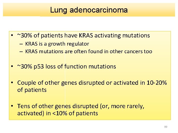 Lung adenocarcinoma • ~30% of patients have KRAS activating mutations – KRAS is a