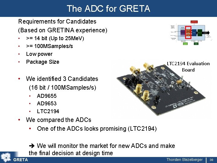 The ADC for GRETA Requirements for Candidates (Based on GRETINA experience) • • >=