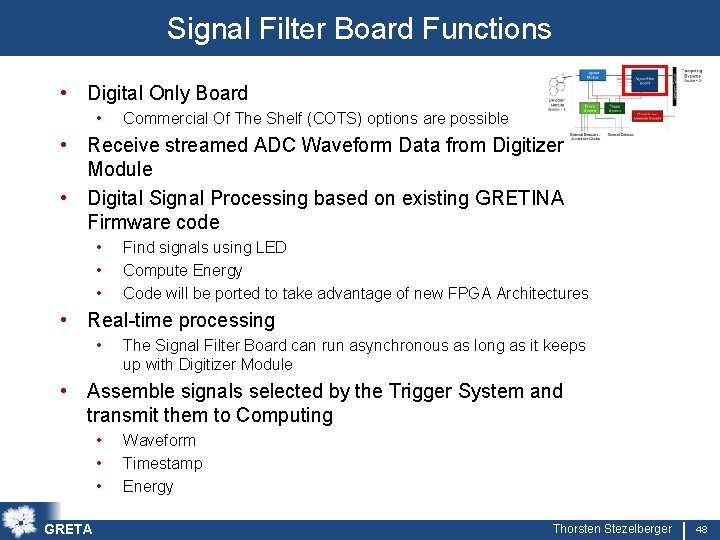 Signal Filter Board Functions • Digital Only Board • Commercial Of The Shelf (COTS)