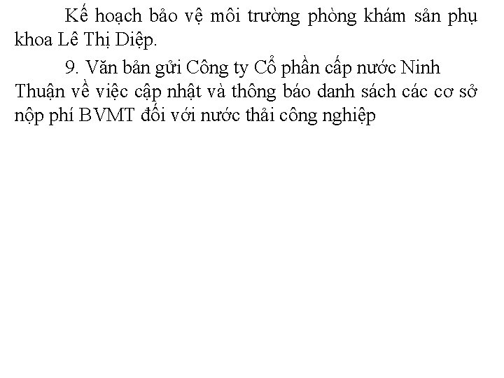 Kế hoạch bảo vệ môi trường phòng khám sản phụ khoa Lê Thị Diệp.