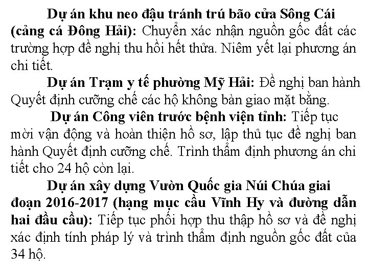 Dự án khu neo đậu tránh trú bão cửa Sông Cái (cảng cá Đông