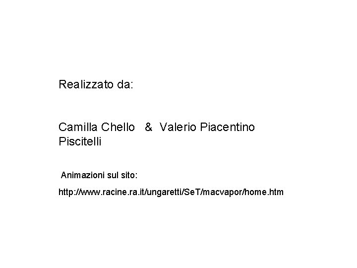 Realizzato da: Camilla Chello & Valerio Piacentino Piscitelli Animazioni sul sito: http: //www. racine.