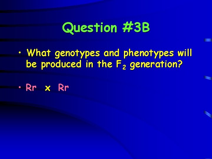 Question #3 B • What genotypes and phenotypes will be produced in the F