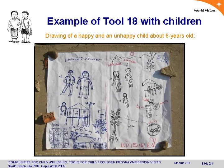 Example of Tool 18 with children Drawing of a happy and an unhappy child