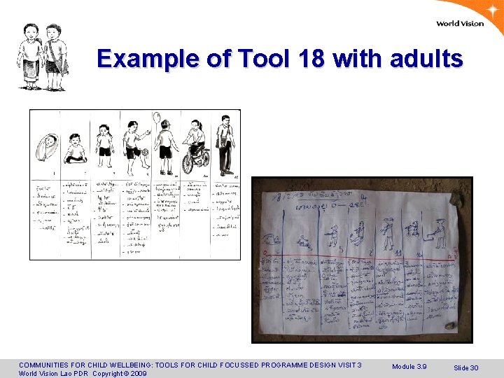 Example of Tool 18 with adults COMMUNITIES FOR CHILD WELLBEING: TOOLS FOR CHILD FOCUSSED