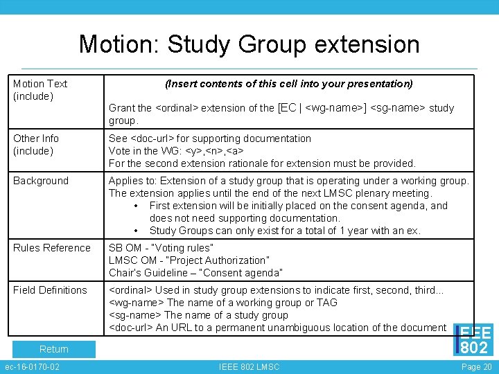 Motion: Study Group extension Motion Text (include) (Insert contents of this cell into your