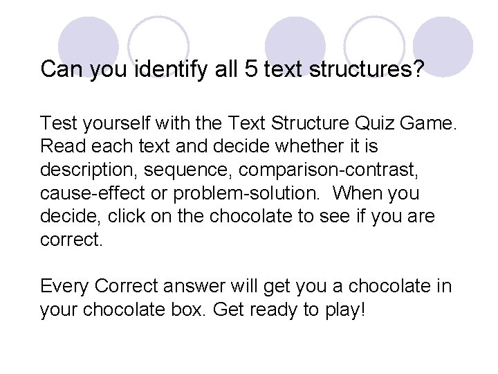 Can you identify all 5 text structures? Test yourself with the Text Structure Quiz
