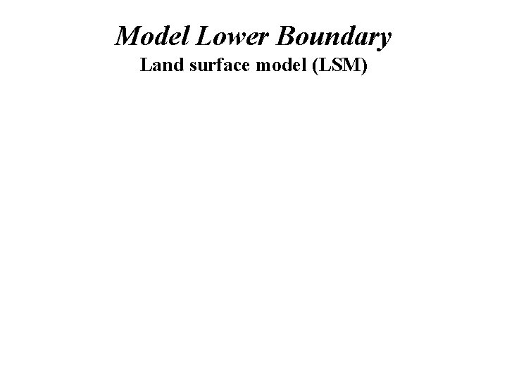Model Lower Boundary Land surface model (LSM) 