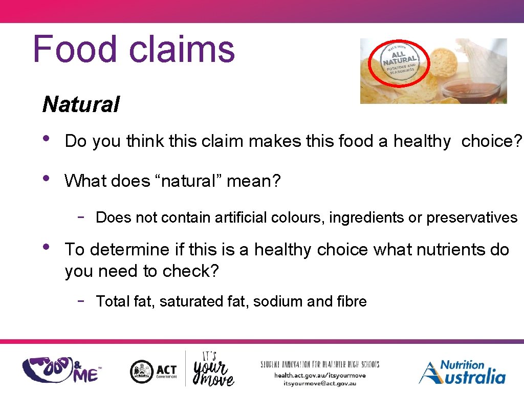 Food claims Natural • Do you think this claim makes this food a healthy