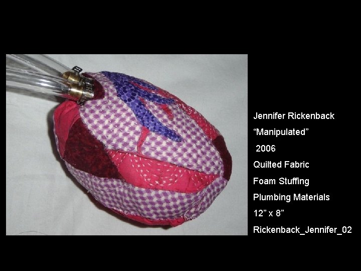 Jennifer Rickenback “Manipulated” 2006 Quilted Fabric Foam Stuffing Plumbing Materials 12” x 8” Rickenback_Jennifer_02
