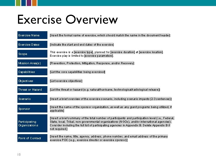 Exercise Overview Exercise Name [Insert the formal name of exercise, which should match the