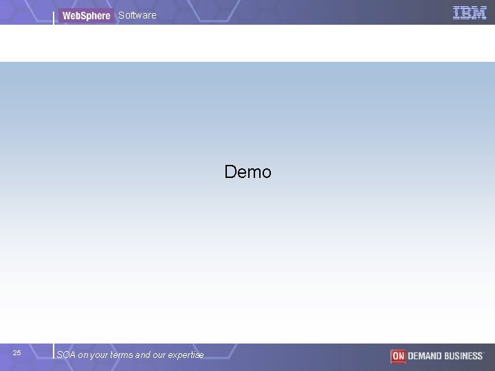 Software Demo 25 SOA on your terms and our expertise Software Demo 25 SOA on your terms and our expertise