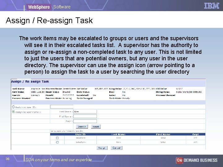 Software Assign / Re-assign Task The work items may be escalated to groups or Software Assign / Re-assign Task The work items may be escalated to groups or