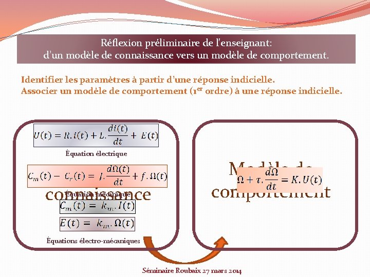 Réflexion préliminaire de l'enseignant: d’un modèle de connaissance vers un modèle de comportement. Identifier