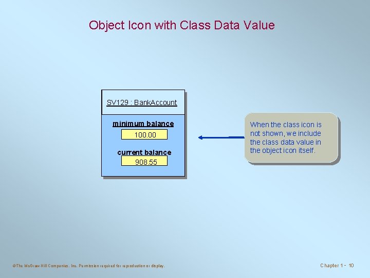 Object Icon with Class Data Value SV 129 : Bank. Account minimum balance 100.