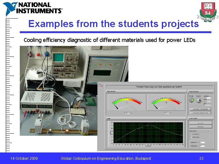 Examples from the students projects Cooling efficiency diagnostic of different materials used for power