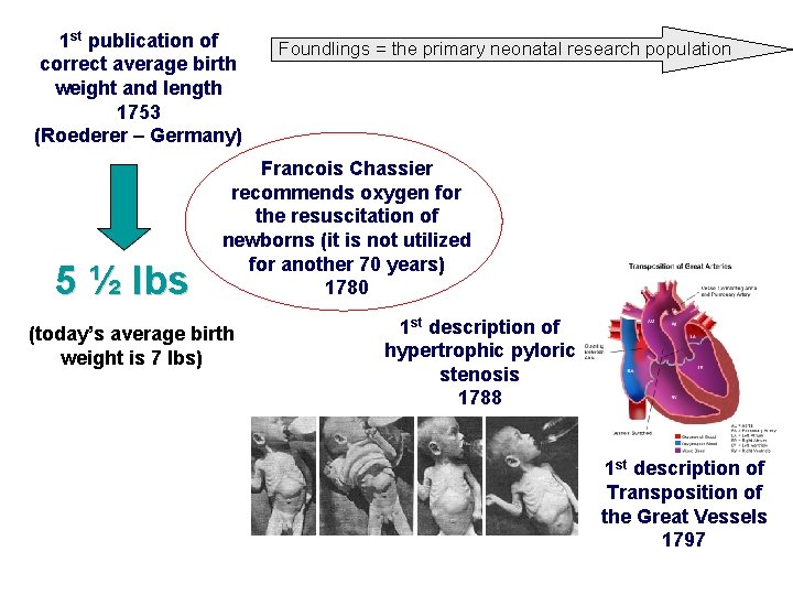 1 st publication of correct average birth weight and length 1753 (Roederer – Germany)