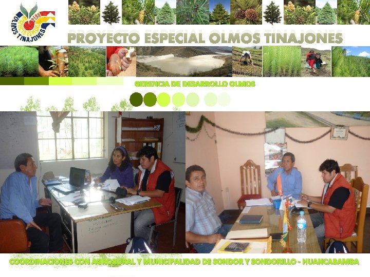 PROYECTO ESPECIAL OLMOS TINAJONES GERENCIA DE DESARROLLO OLMOS COORDINACIONES CON AGRORURAL Y MUNICIPALIDAD DE