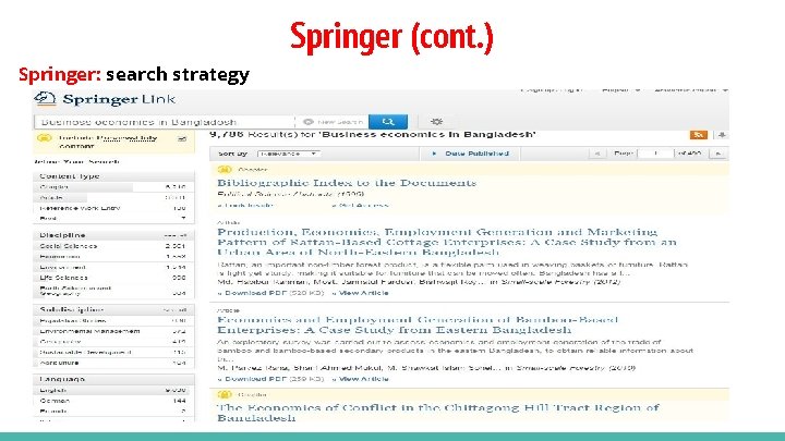 Springer (cont. ) Springer: search strategy 